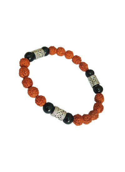 Greek Key Rudraksha Bracelet 